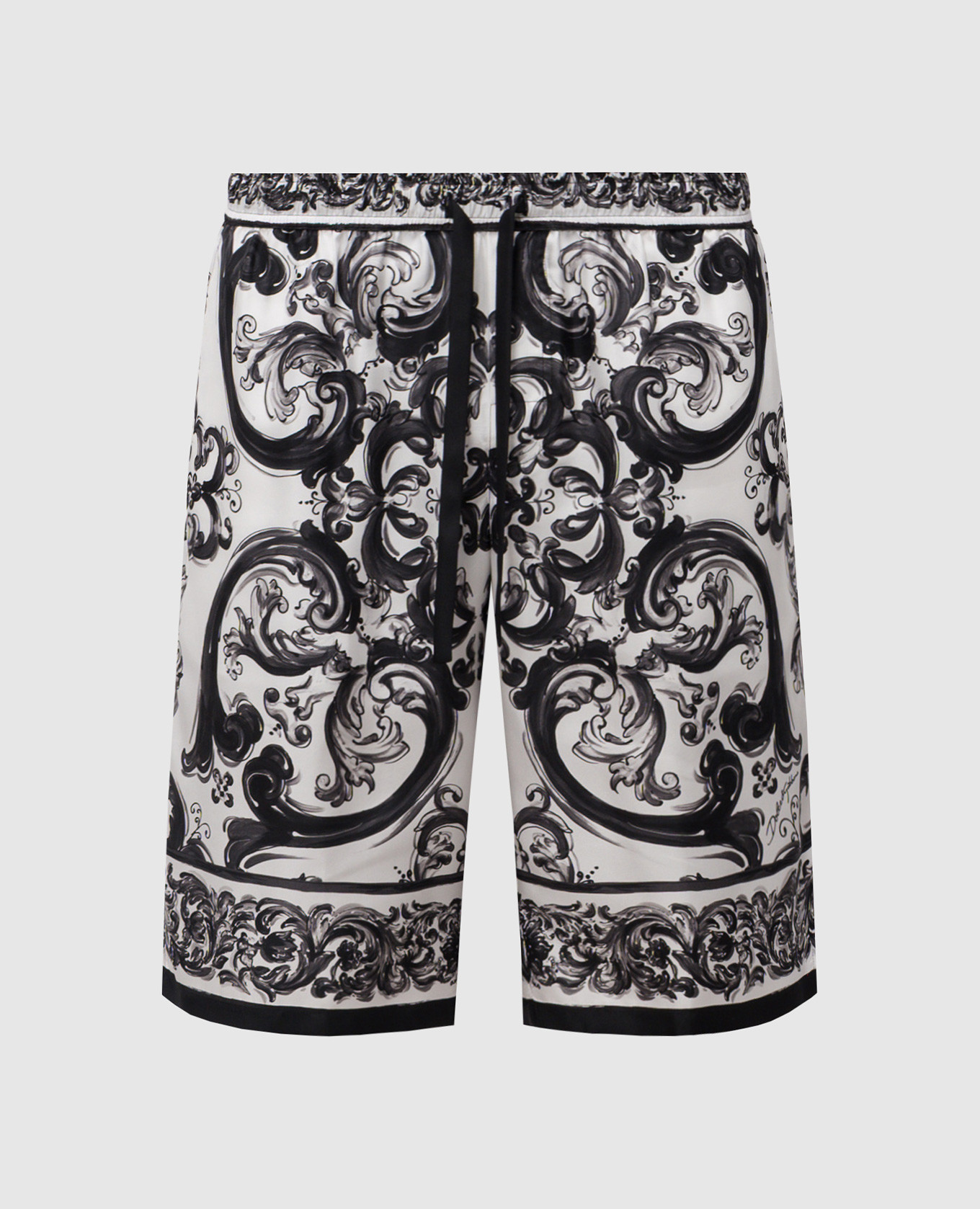 

White silk shorts with branded print Dolce&Gabbana