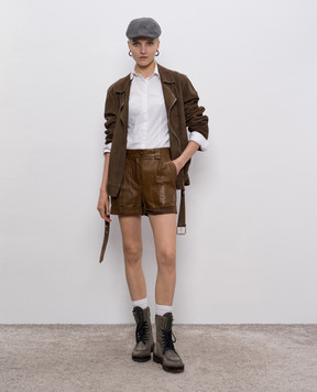 Brunello Cucinelli Brown leather shorts MPBISP1347
