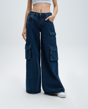 Off-White Blue cargo jeans with logo embroidery OWYB019F24DEN001