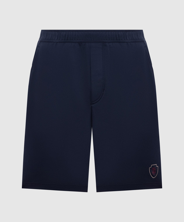 Brunello Cucinelli - Blue shorts with logo emblem ML8243390T