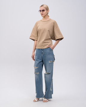 DARKPARK DOYLE beige t-shirt with drape WJE07JSW07