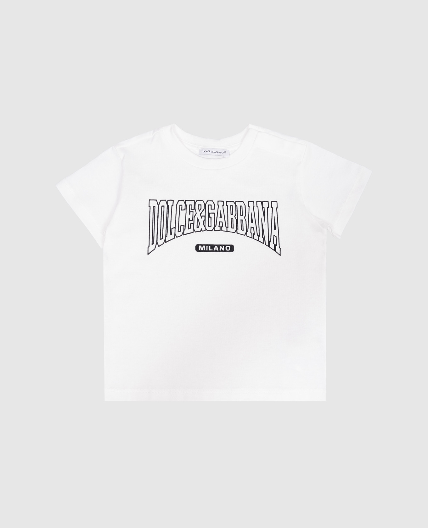 Children's white t-shirt with textured logo print dolce&gabbana