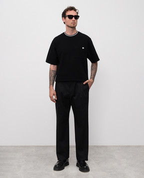 Dolce&Gabbana Black pants with embroidered monogram logo GP0K7ZFUFNV