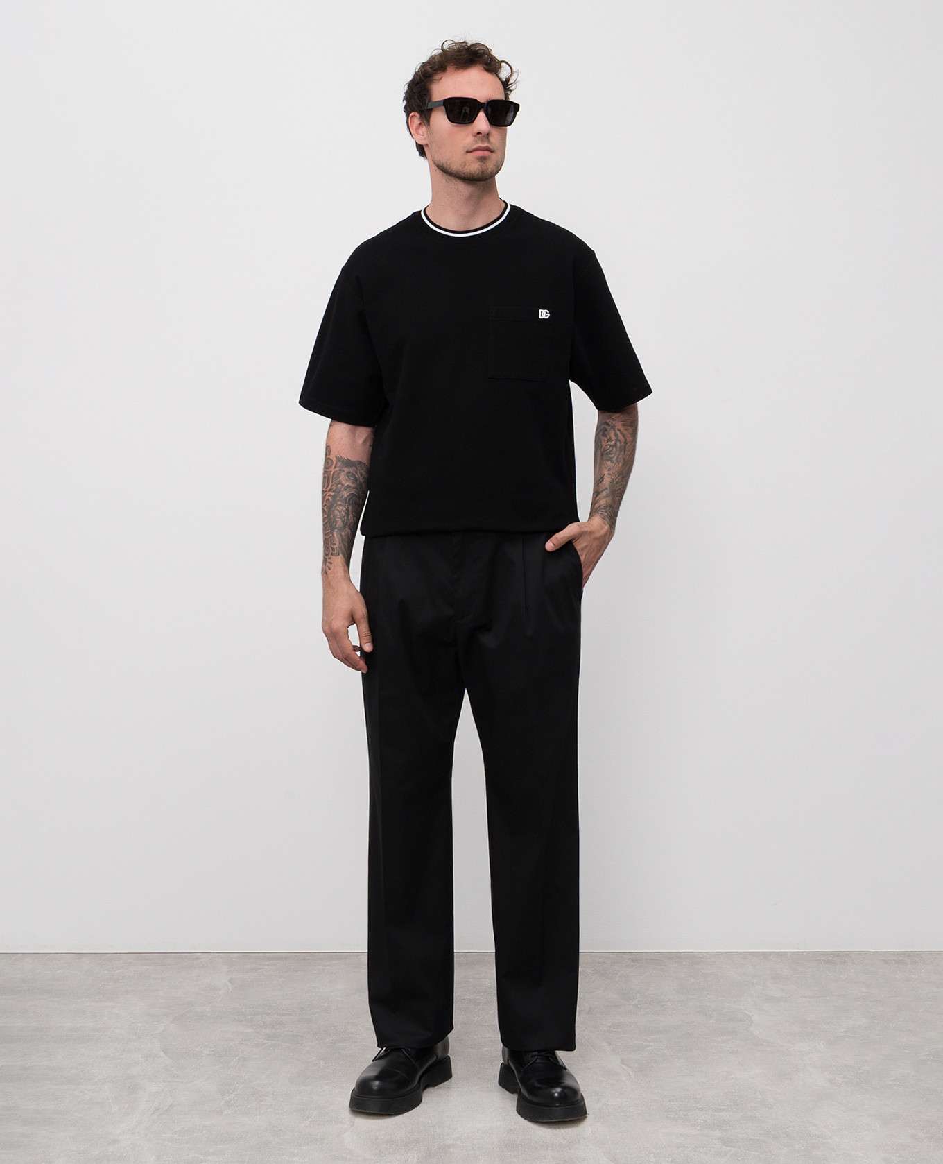Black pants with embroidered monogram logo Dolce&Gabbana 2