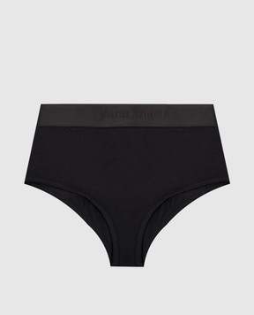 Palm Angels Black panties with a logo pattern PWUC006S24FAB001