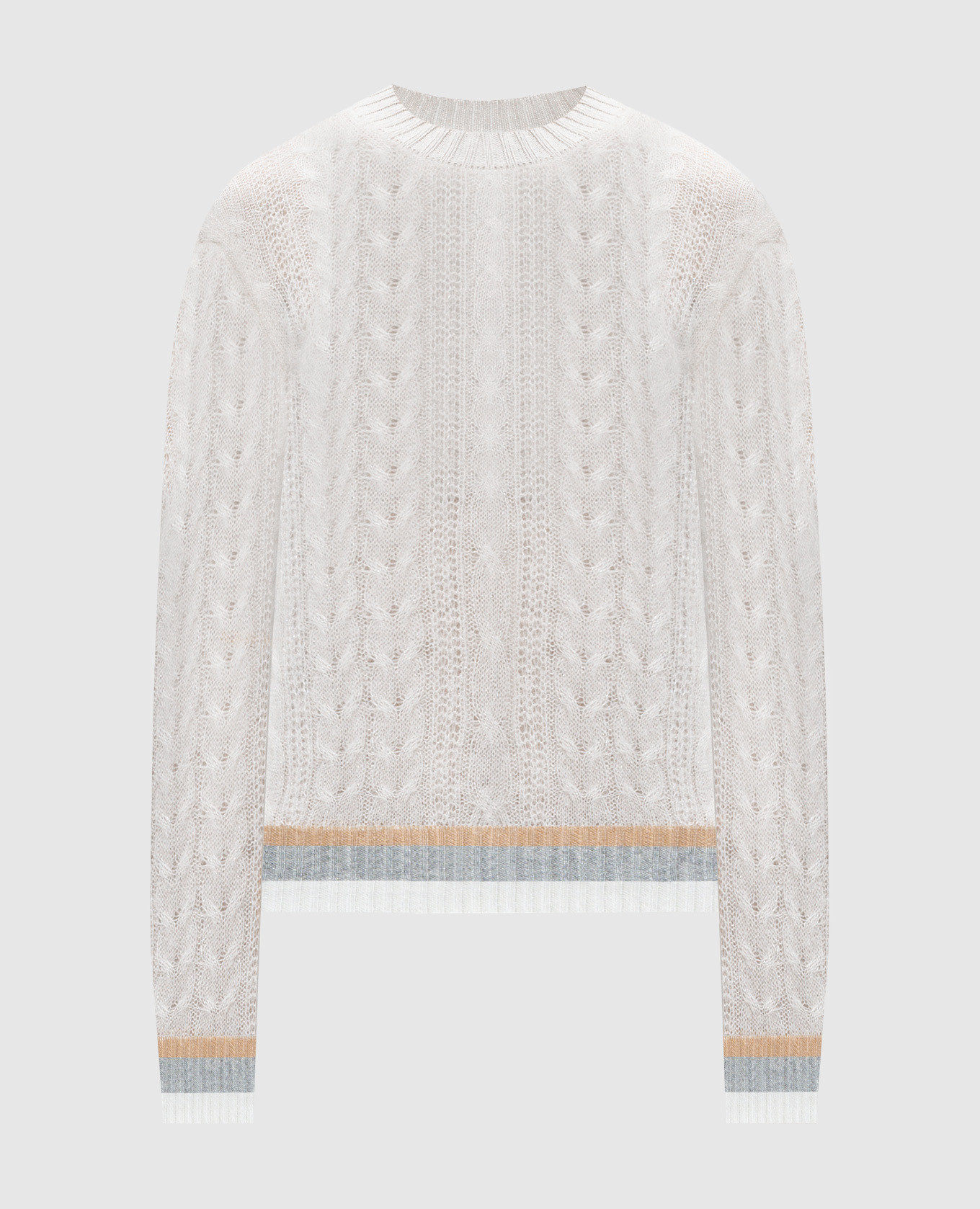 

Beige wool, silk and cashmere jumper with a textured pattern Peserico, White