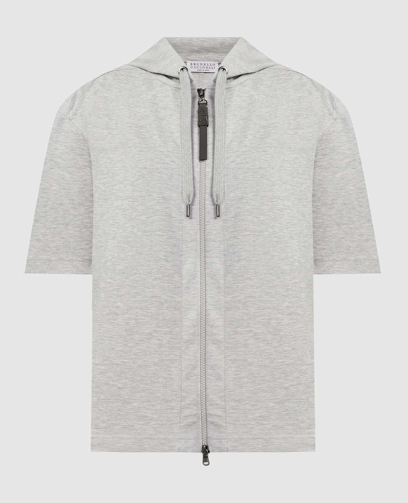 Gray melange sports jacket with monil chain brunello cucinelli