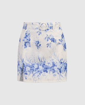 Twinset Beige skirt with linen in a floral print 241TT2425