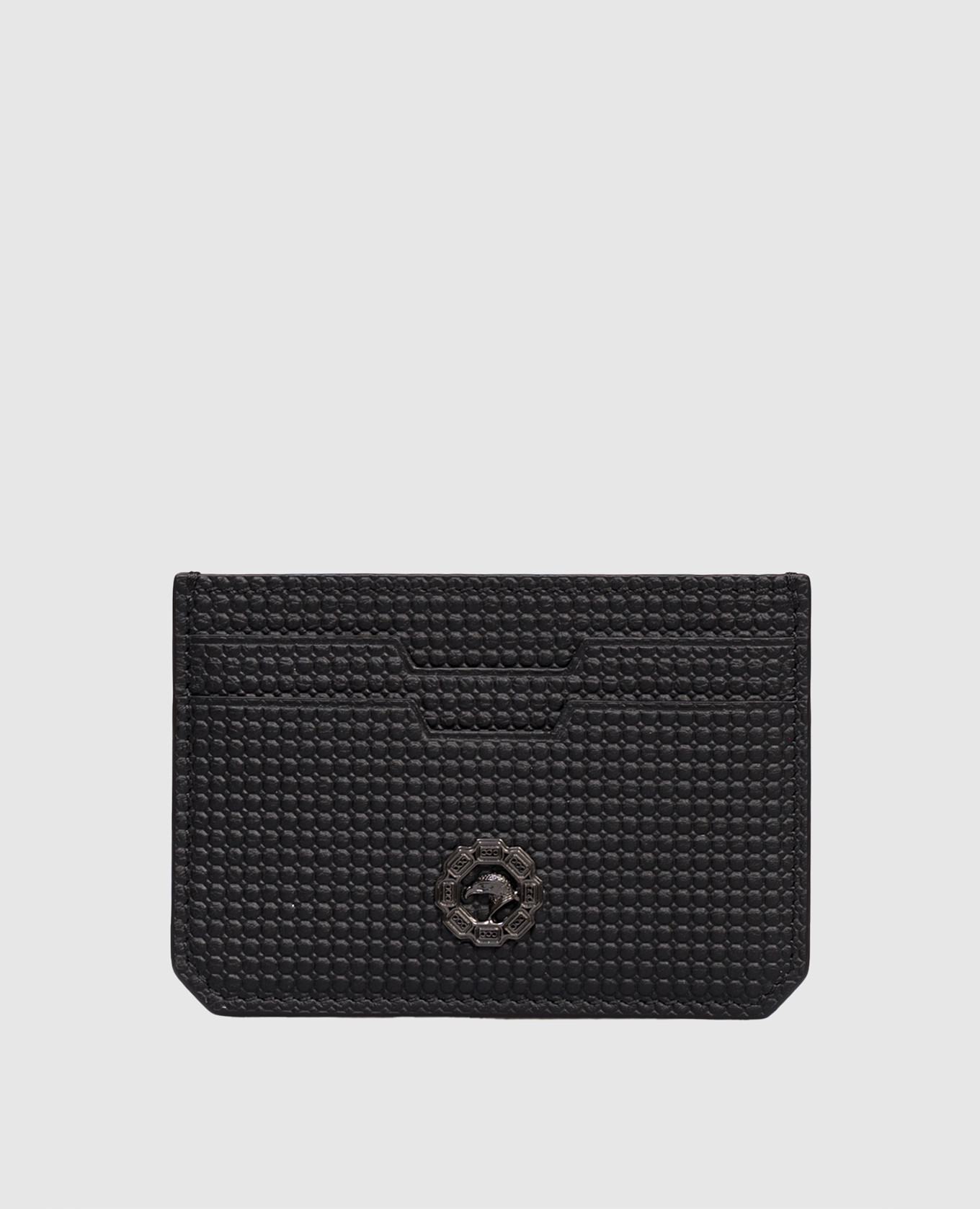 Black leather cardholder with logo emblem Stefano Ricci