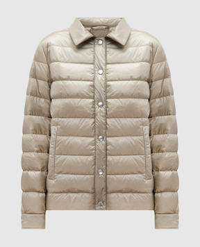Peserico Green quilted down jacket with monil chain S2407002200