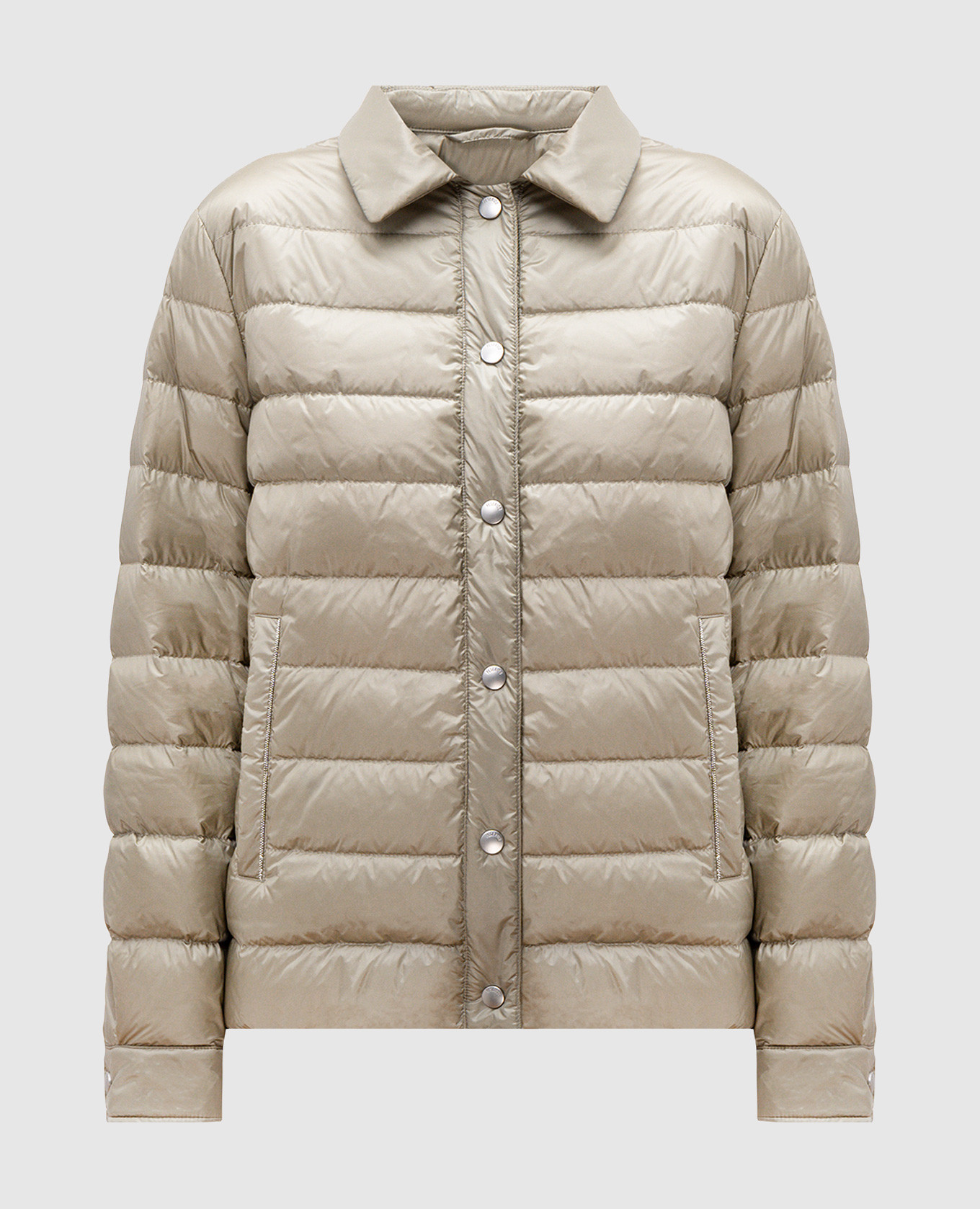 Green quilted down jacket with monil chain Peserico