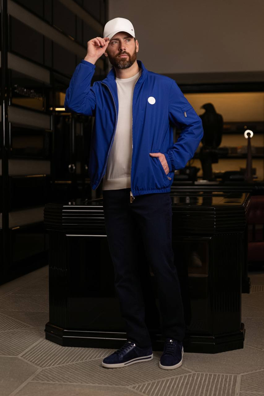 

Blue jeans with embroidered eagle logo emblem Stefano Ricci