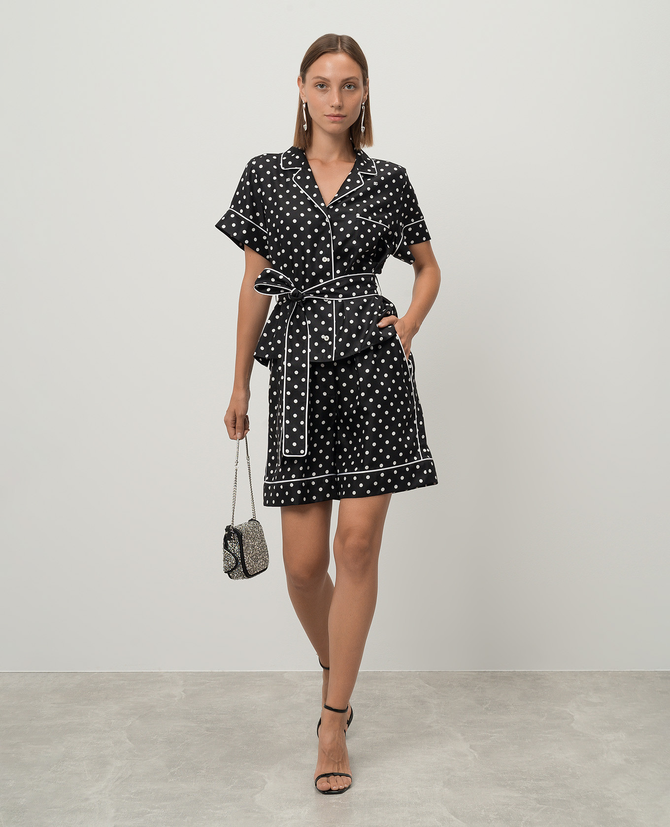 

Black silk blouse with peas Dolce&Gabbana