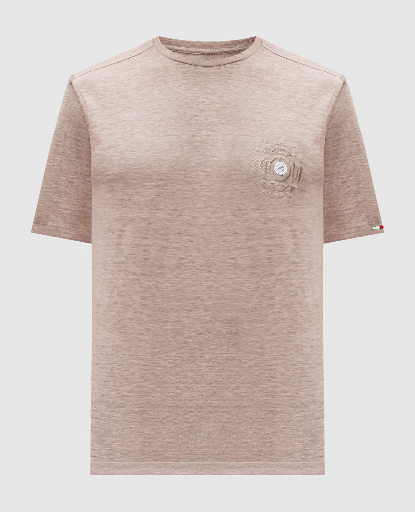 

Brown linen T-shirt with logo emblem Stefano Ricci