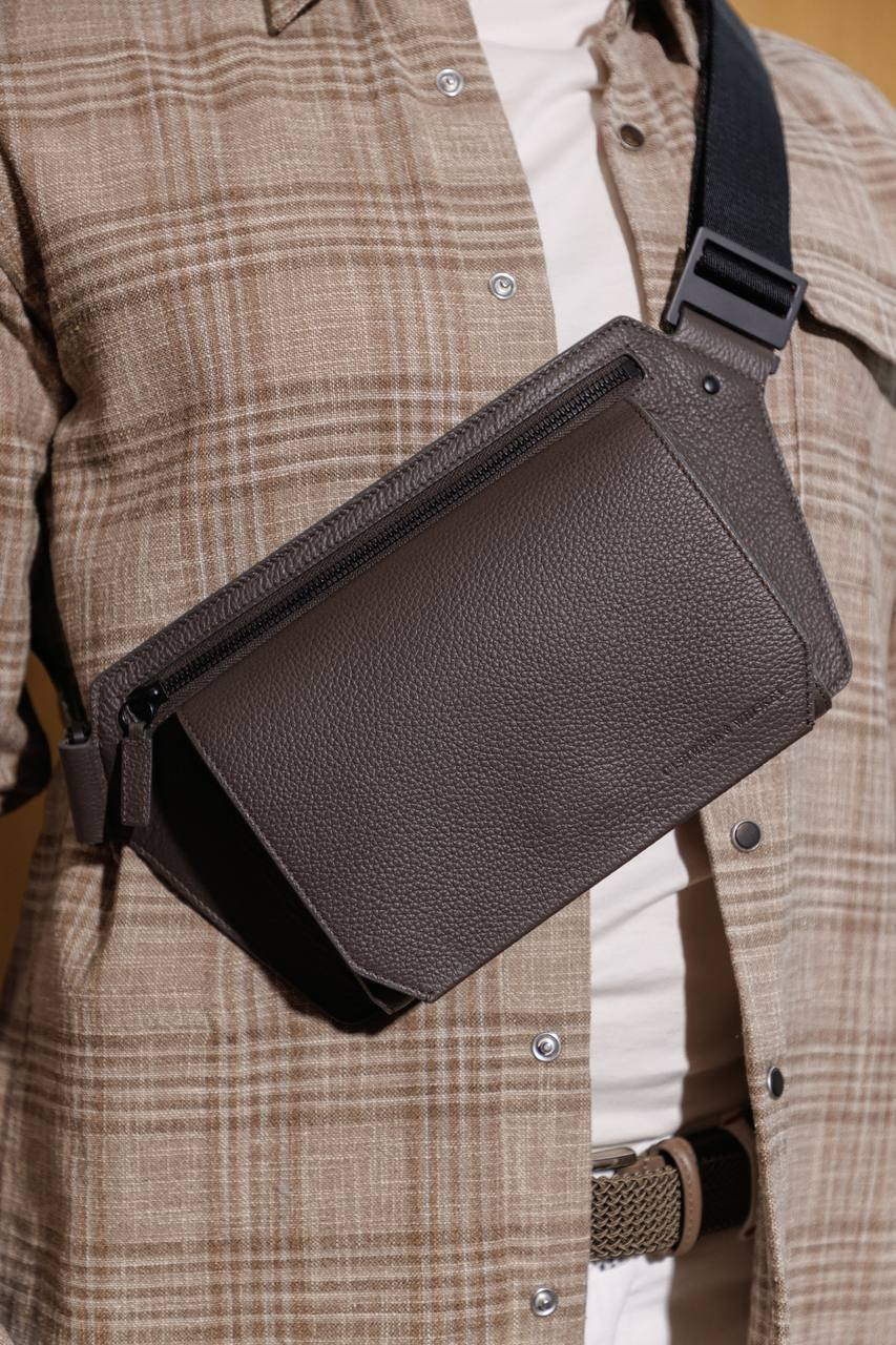 Brown leather belt bag with logo Cashmere&Whiskey 7
