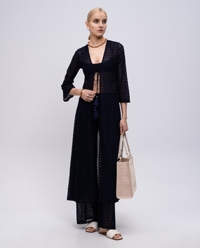 Twinset Blue cape with openwork pattern 251LM2HDD