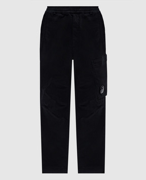 C.P. Company Black pants with logo patch MPA211A005529G