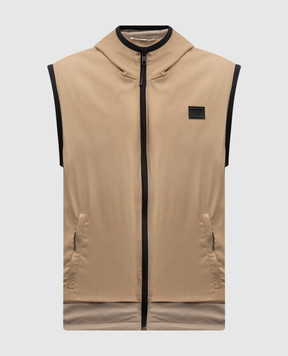 Dolce&Gabbana Beige wool vest with logo patch G9BSRTFURK8