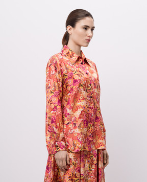 Momoni Orange PAPAYA silk blouse with floral print 255MMOSH011255MO09
