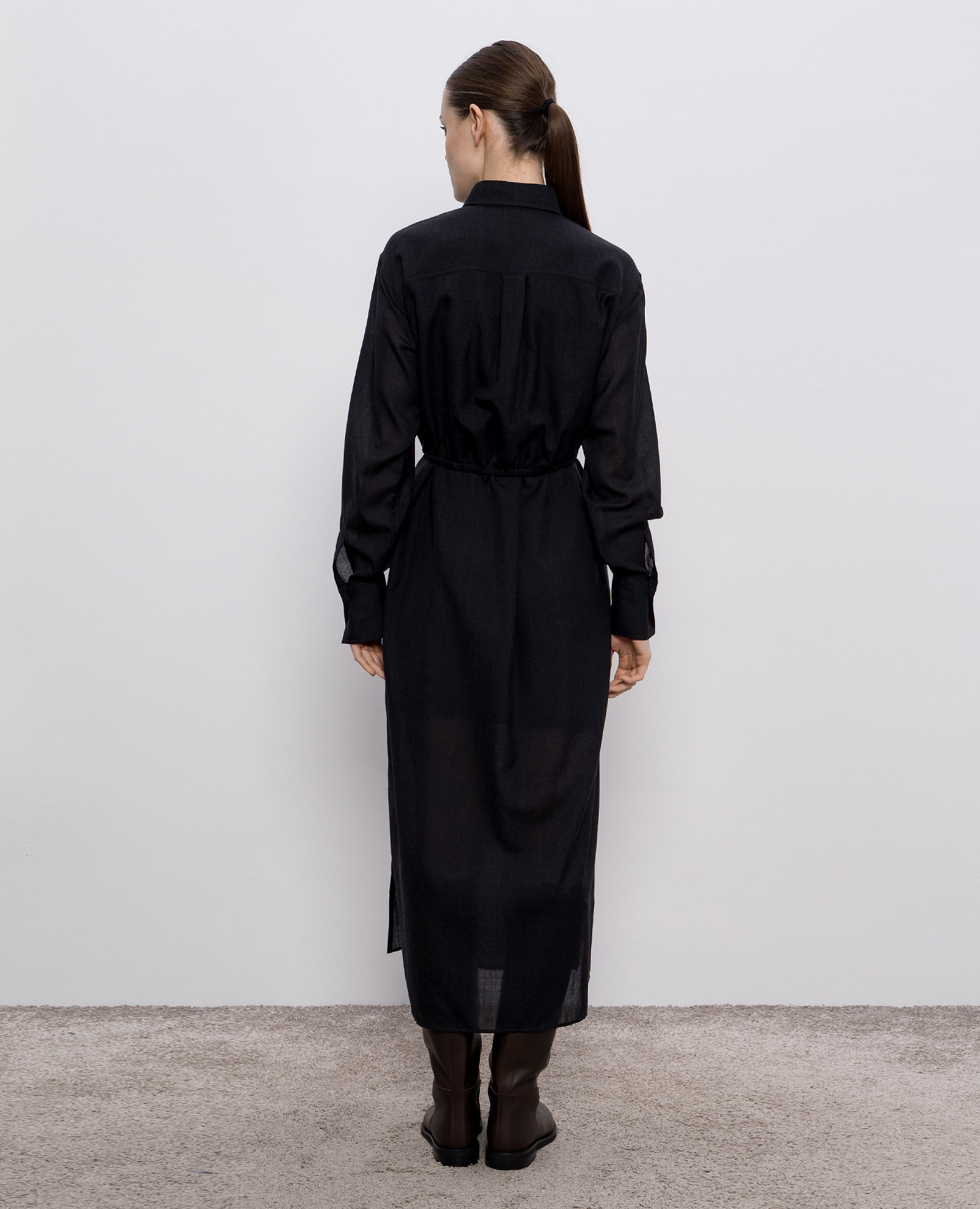 

Black wool shirt dress Brunello Cucinelli