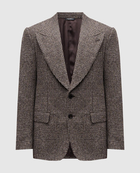 Dolce&Gabbana Brown checked alpaca jacket G2VT5TFQMKD