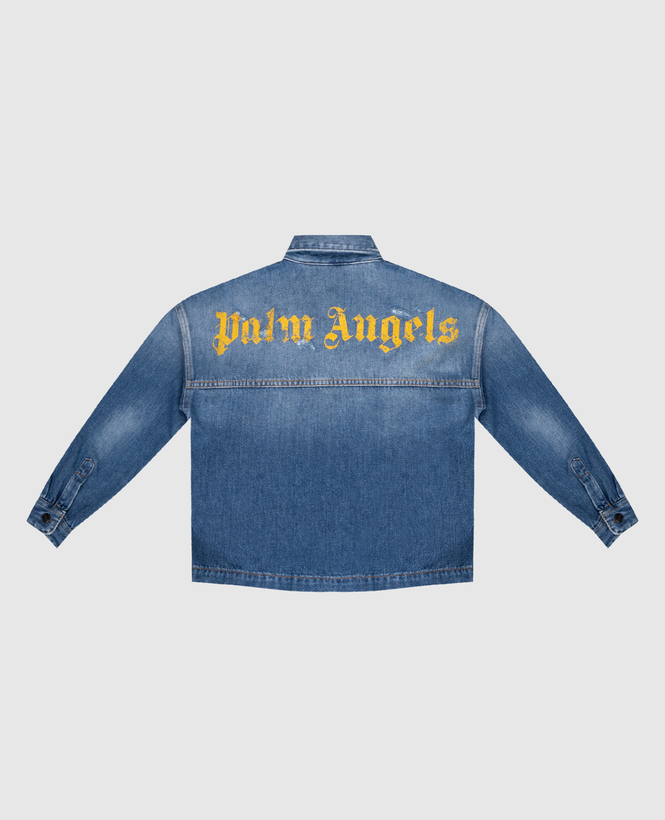 

Children's blue denim jacket with logo and holes Palm Angels