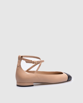 Stuart Weitzman Beige leather ballet flats EDEN STRAP SJ720