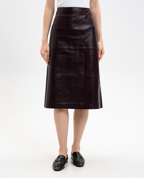 JOSEPH Burgundy leather skirt Sevres JF009479