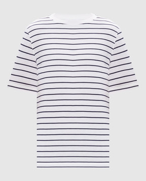 Brunello Cucinelli White striped silk t-shirt MW8611346