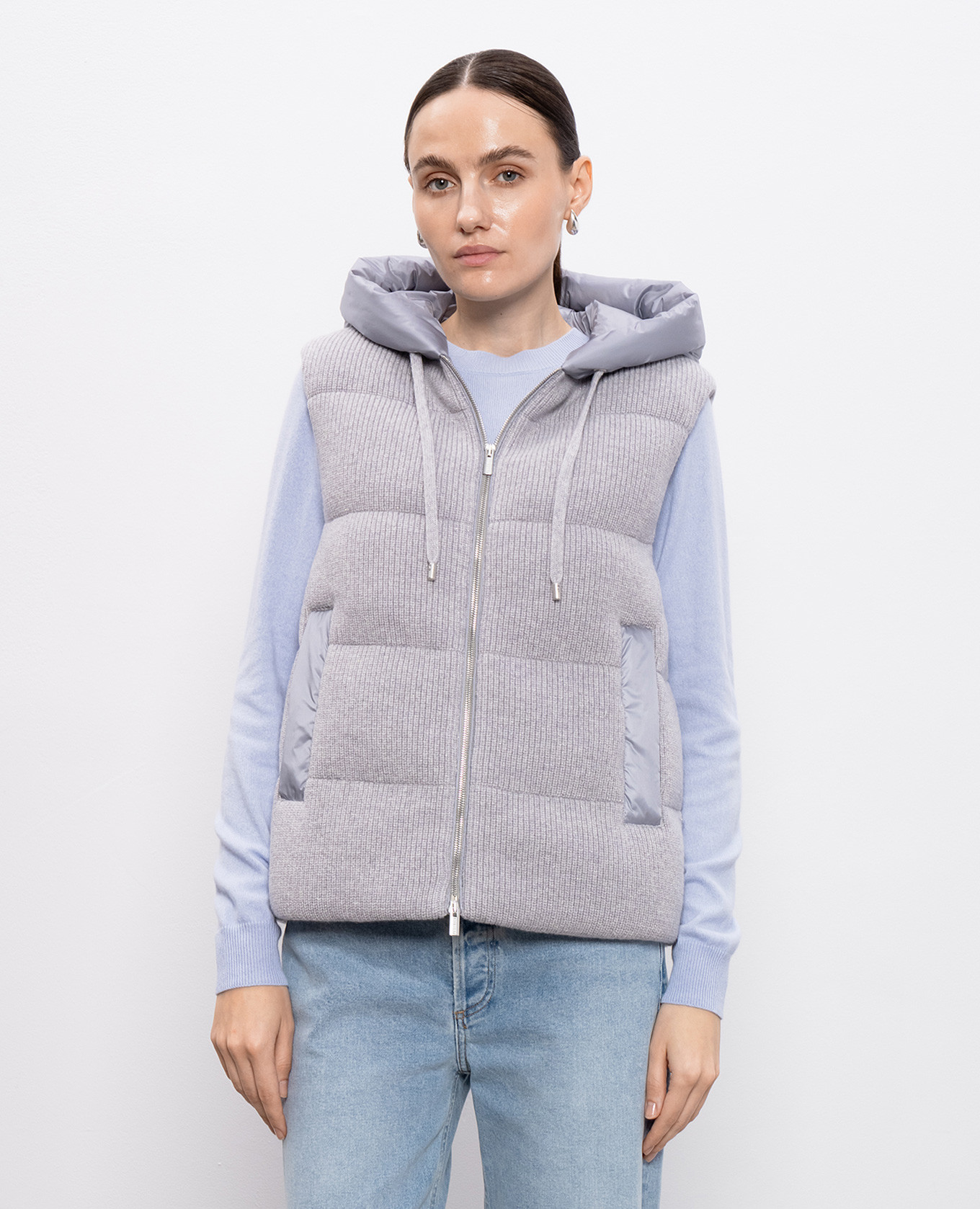 

Blue down vest with wool and cashmere Peserico, Light blue