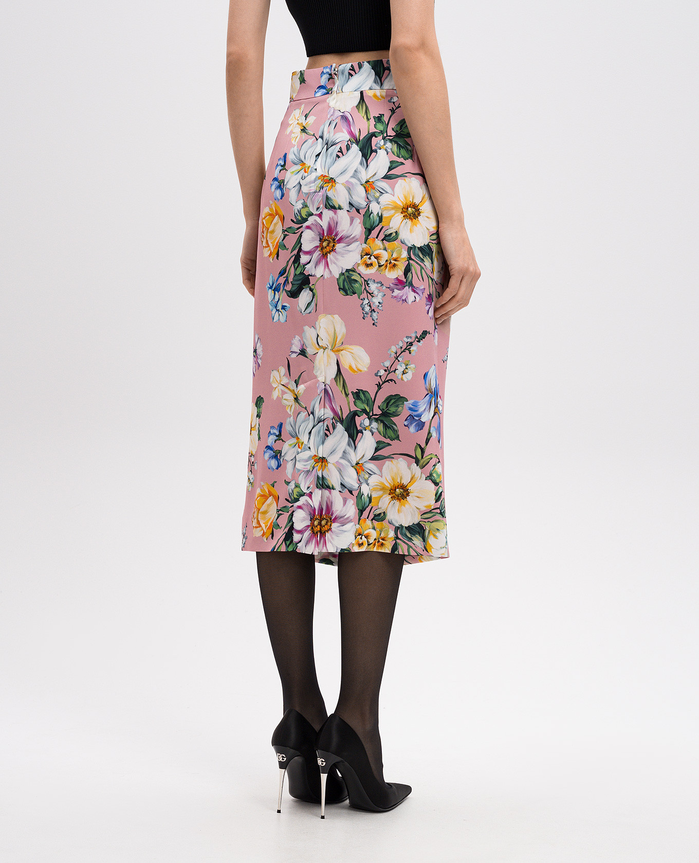 

Pink floral print silk midi skirt Dolce&Gabbana
