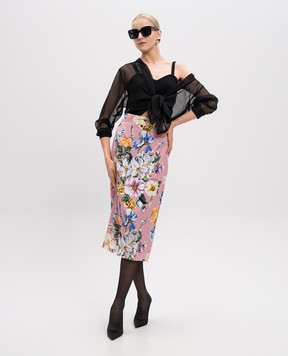 Dolce&Gabbana Pink floral print silk midi skirt F4CS8TFSA7G