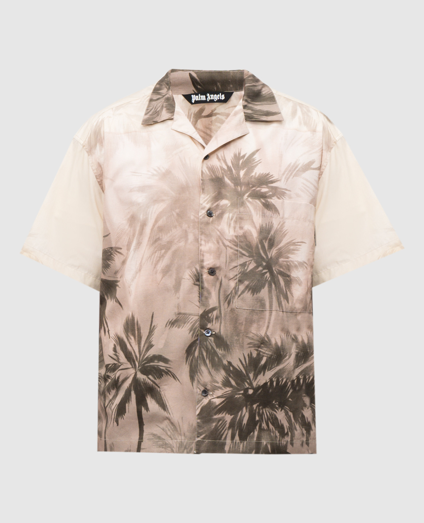

Beige short-sleeved shirt with Sunset Palms print Palm Angels