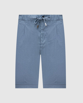 Enrico Mandelli Blue linen shorts GYMSHO5654
