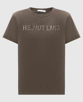 Helmut Lang Khaki t-shirt with logo embroidery O06HW505
