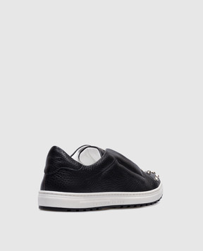 Philipp Plein Tom children's black leather sneakers with rivets BSC00153538