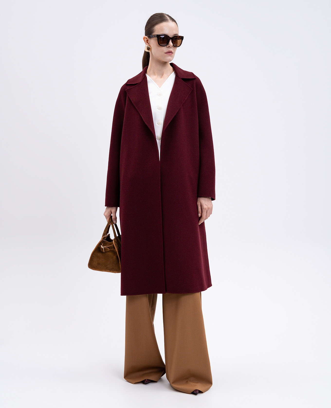 

Burgundy CLES coat made of wool, silk and cashmere Max Mara