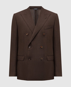 Dolce&Gabbana Taormina brown double-breasted wool jacket G2NW1TFU25E