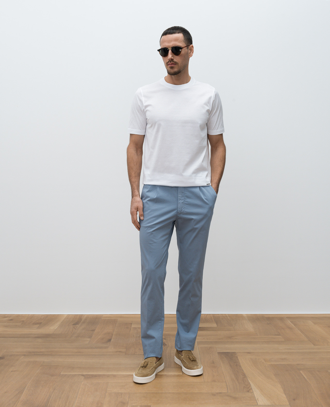 

White silk T-shirt with logo Enrico Mandelli