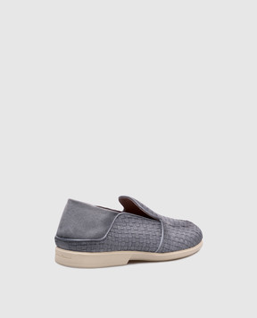 Santoni Blue suede loafers with weaving MGAR19036TICSAYC