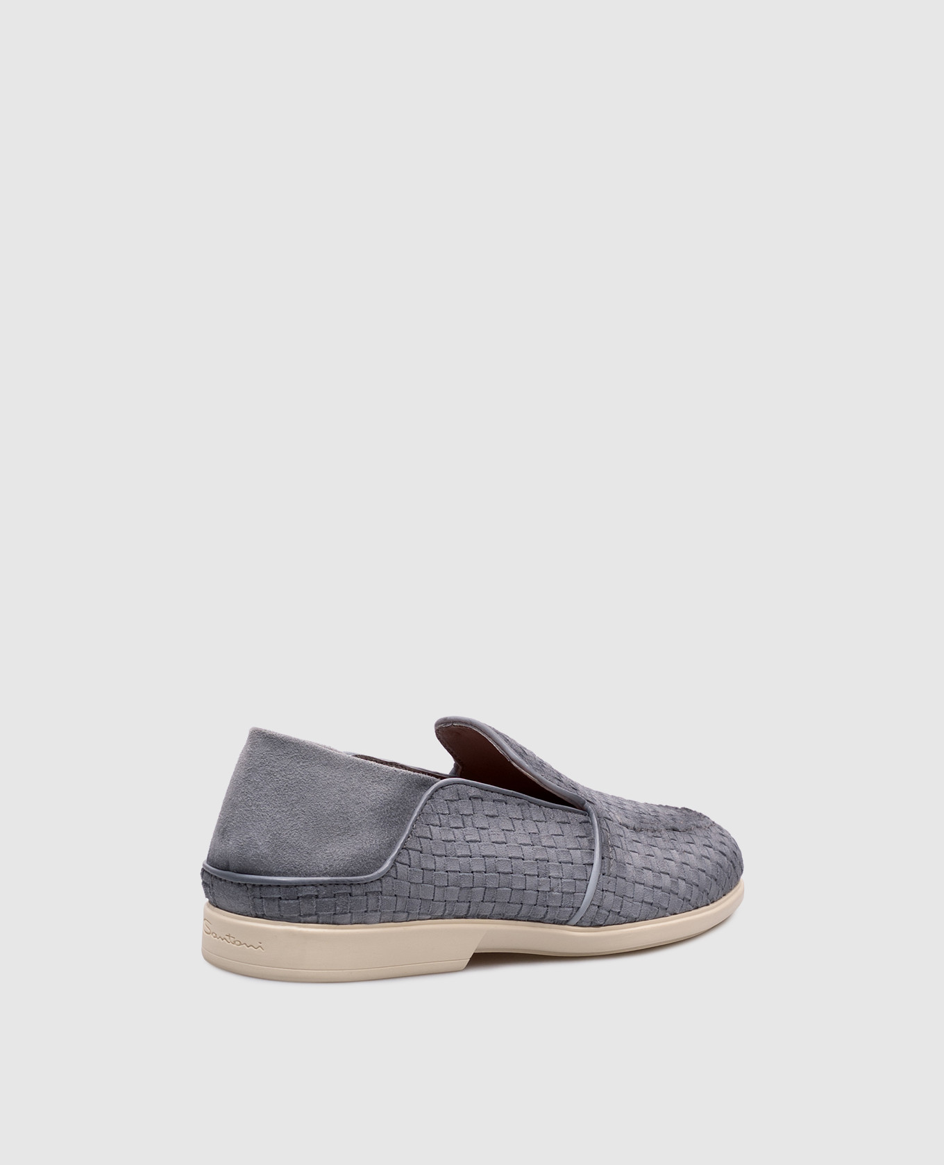 

Blue suede loafers with weaving Santoni, Light blue