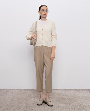 Peserico Beige wool cardigan with textured pattern A99372F07K09240