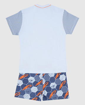 RiminiVeste Children's blue Gery pajamas with a football print R25085