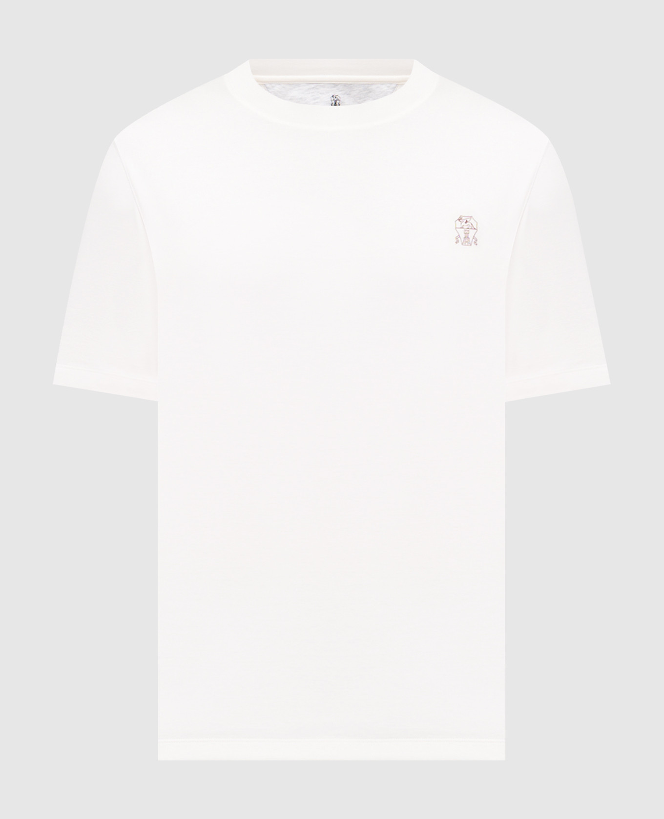 White T-shirt with logo emblem print Brunello Cucinelli
