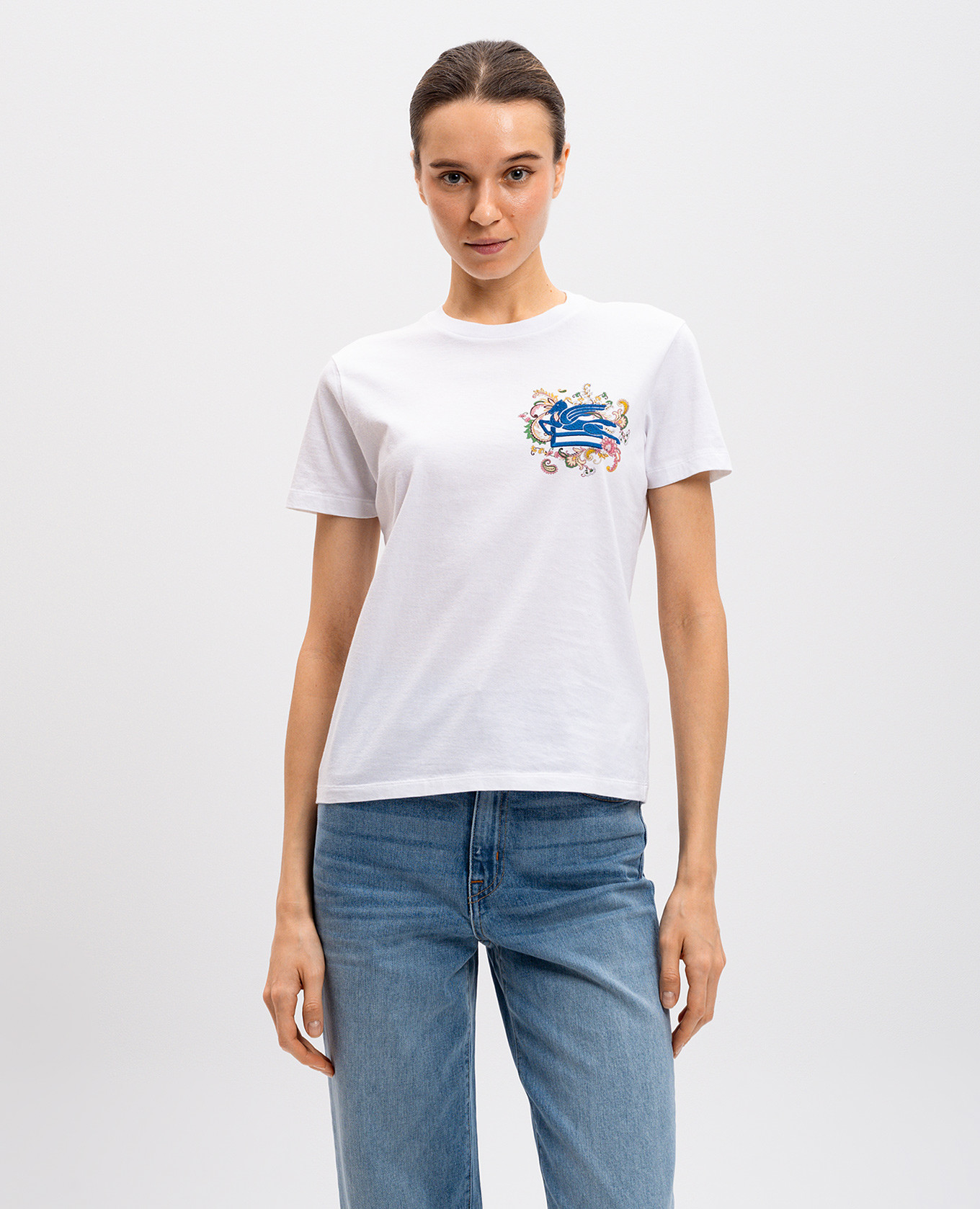 

White T-shirt with logo embroidery Etro