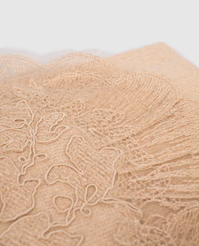 Ermanno Scervino Beige cashmere scarf with lace D475R710EAPPYU