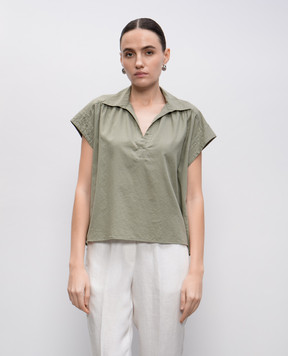 Peserico Green blouse with monil chain S06173L100481