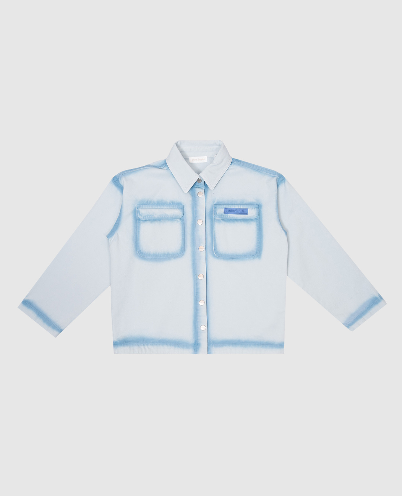 Children&#39;s blue denim jacket with logo Palm Angels