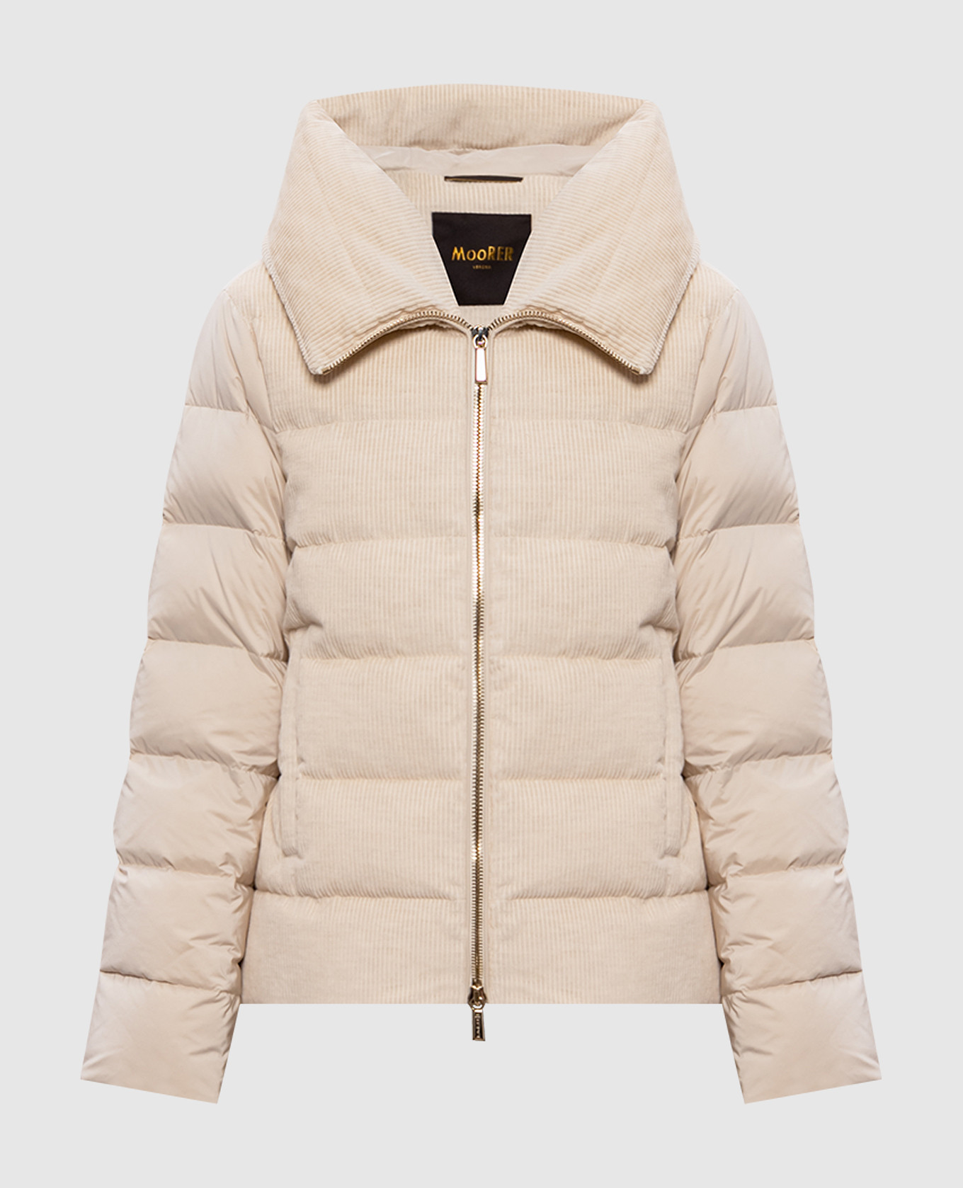 

Beige NITYA down jacket with corduroy inserts MooRER