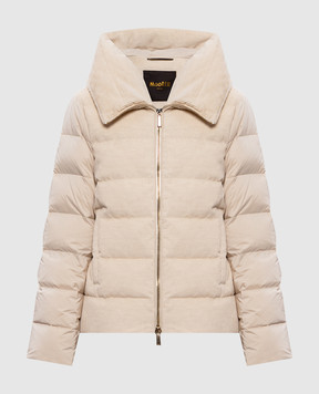 MooRER Beige NITYA down jacket with corduroy inserts NITYALVO
